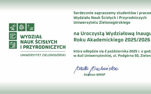Zapraszamy na Uroczystą Wydziałową Inaugurację Roku Akademickiego 2025/2026
